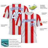 Custom White Fire Red-Thunder Blue 3D Pattern Vertical Stripe Classic Performance T-Shirt