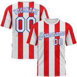 Custom White Fire Red-Thunder Blue 3D Pattern Vertical Stripe Classic Performance T-Shirt