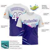 Custom White-Dark Purple 3D Pattern Geometric Speed Line Chevron Stripe Performance T-Shirt