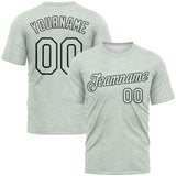 Custom Pea Green-Black 3D Pattern Subtle Lineal Performance T-Shirt