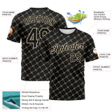 Custom Black-City Cream Diamond Crosshatch Sportswear Performance T-Shirt