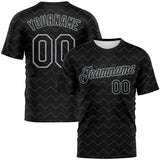 Custom Black-Gray Zigzag Wave Sportswear Performance T-Shirt