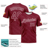 Custom Crimson-White Subtle Tonal Print Sportswear Performance T-Shirt
