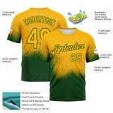 Custom Gold-Green Gradient Spray Speckle Performance T-Shirt