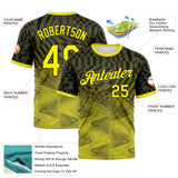Custom Black-Light Yellow Gradient Geometric Sportswear Performance T-Shirt