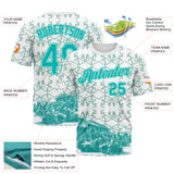 Custom White-Aqua Geometric Military Vibe Performance T-Shirt