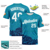 Custom Teal-White Geometric Military Vibe Performance T-Shirt