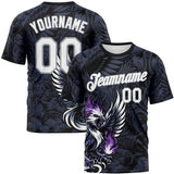 Custom Black White-Gray Animal Eagle Mascot Performance T-Shirt