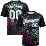 Custom Black White Blue Green-Red Street Graffiti Performance T-Shirt