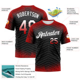 Custom Red Black Gray-White Gradient Speckle Geometric Sportswear Performance T-Shirt