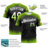 Custom Neon Green Black-White Gradient Speckle Geometric Sportswear Performance T-Shirt