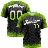 Custom Neon Green Black-White Gradient Speckle Geometric Sportswear Performance T-Shirt