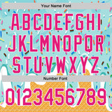 Custom Ice Blue Hot Pink Yellow-White Foodie Food Dessert Melting Cream Waffle Grid Authentic Baseball Jersey