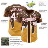Custom Brown White Yellow-Medium Pink Foodie Food Dessert Melting Cream Waffle Grid Authentic Baseball Jersey