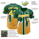 Custom Green Yellow-White Foodie Food Dessert Melting Cream Waffle Grid Authentic Baseball Jersey