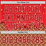 Custom Red Brown-White Foodie Food Dessert Melting Cream Waffle Grid Authentic Baseball Jersey