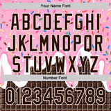 Custom Light Pink Brown-White Foodie Food Dessert Melting Cream Chocolate Grid Authentic Baseball Jersey