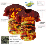 Custom Red-Yellow Foodie Fast Food Burger Authentic Baseball Jersey