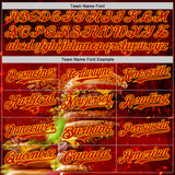 Custom Red-Yellow Foodie Fast Food Burger Authentic Baseball Jersey