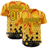 Custom Yellow-Black Foodie Food Honey Bee Authentic Baseball Jersey