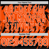 Custom Black Orange-White Torn Sharp Brush Stroke Splatter Performance T-Shirt