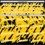 Custom Black Yellow-White Torn Sharp Brush Stroke Splatter Performance T-Shirt