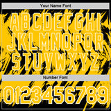 Custom Black Yellow-White Torn Sharp Brush Stroke Splatter Performance T-Shirt