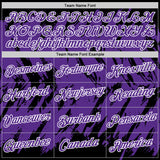 Custom Black Purple-White Torn Sharp Brush Stroke Splatter Performance T-Shirt