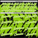 Custom Black Neon Green-White Torn Sharp Brush Stroke Splatter Performance T-Shirt