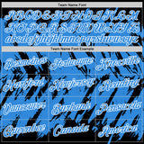 Custom Black Powder Blue-White Torn Sharp Brush Stroke Splatter Performance T-Shirt