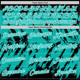 Custom Black Aqua-White Torn Sharp Brush Stroke Splatter Performance T-Shirt
