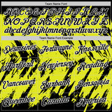 Custom Black Neon Yellow-White Torn Sharp Brush Stroke Splatter Performance T-Shirt