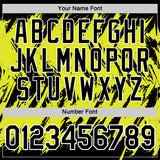 Custom Black Neon Yellow-White Torn Sharp Brush Stroke Splatter Performance T-Shirt