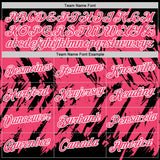 Custom Black Neon Pink-White Torn Sharp Brush Stroke Splatter Performance T-Shirt