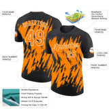 Custom Black Bay Orange-White Torn Sharp Brush Stroke Splatter Performance T-Shirt
