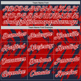 Custom Navy Red-White Torn Sharp Brush Stroke Splatter Performance T-Shirt