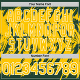 Custom Green Yellow-White Torn Sharp Brush Stroke Splatter Performance T-Shirt