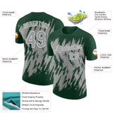 Custom Green Gray-White Torn Sharp Brush Stroke Splatter Performance T-Shirt