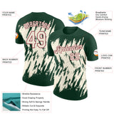 Custom Green Cream-Crimson Torn Sharp Brush Stroke Splatter Performance T-Shirt