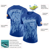 Custom Royal Light Blue-White Torn Sharp Brush Stroke Splatter Performance T-Shirt