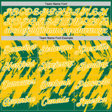 Custom Kelly Green Yellow-White Torn Sharp Brush Stroke Splatter Performance T-Shirt