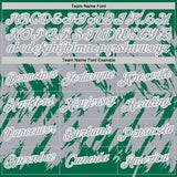 Custom Kelly Green Gray-White Torn Sharp Brush Stroke Splatter Performance T-Shirt