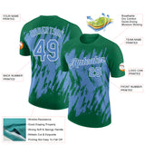 Custom Kelly Green Light Blue-White Torn Sharp Brush Stroke Splatter Performance T-Shirt
