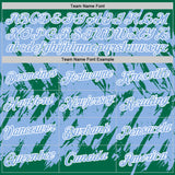 Custom Kelly Green Light Blue-White Torn Sharp Brush Stroke Splatter Performance T-Shirt