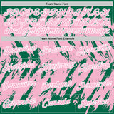Custom Kelly Green Light Pink-White Torn Sharp Brush Stroke Splatter Performance T-Shirt