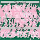 Custom Kelly Green Light Pink-White Torn Sharp Brush Stroke Splatter Performance T-Shirt