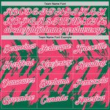 Custom Kelly Green Neon Pink-White Torn Sharp Brush Stroke Splatter Performance T-Shirt