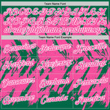 Custom Kelly Green Pink-White Torn Sharp Brush Stroke Splatter Performance T-Shirt