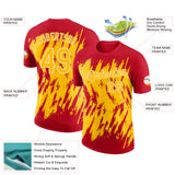 Custom Red Yellow-White Torn Sharp Brush Stroke Splatter Performance T-Shirt