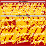 Custom Red Yellow-White Torn Sharp Brush Stroke Splatter Performance T-Shirt